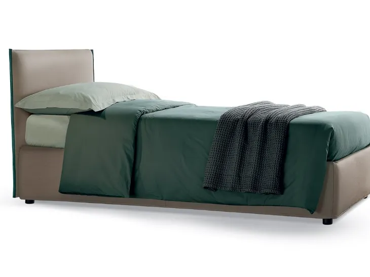 Letto singolo in pelle con testiera Dionisio Standard di Rosini Night