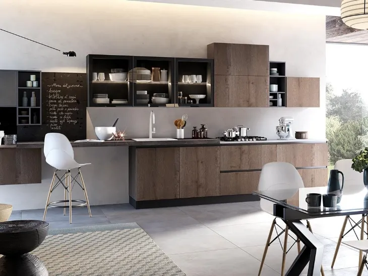 Cucina Moderna angolare Nala in rovere terra di Mobilturi